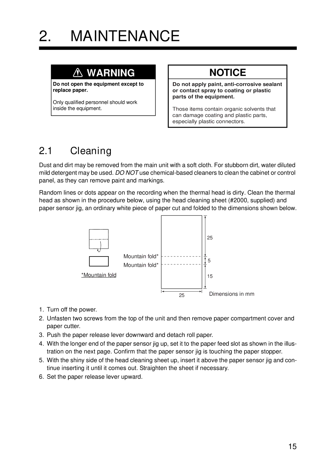 Furuno FAX-408 manual Maintenance, Cleaning 