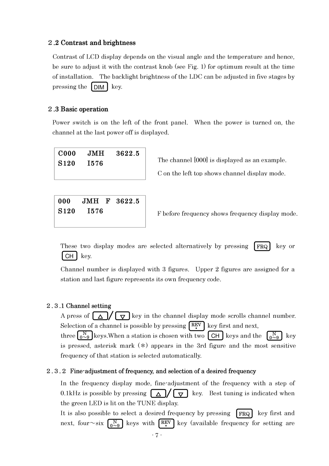 Furuno FAX-410 manual Contrast and brightness, Basic operation, C000 JMH S120 JMH F 3622.5 S120 