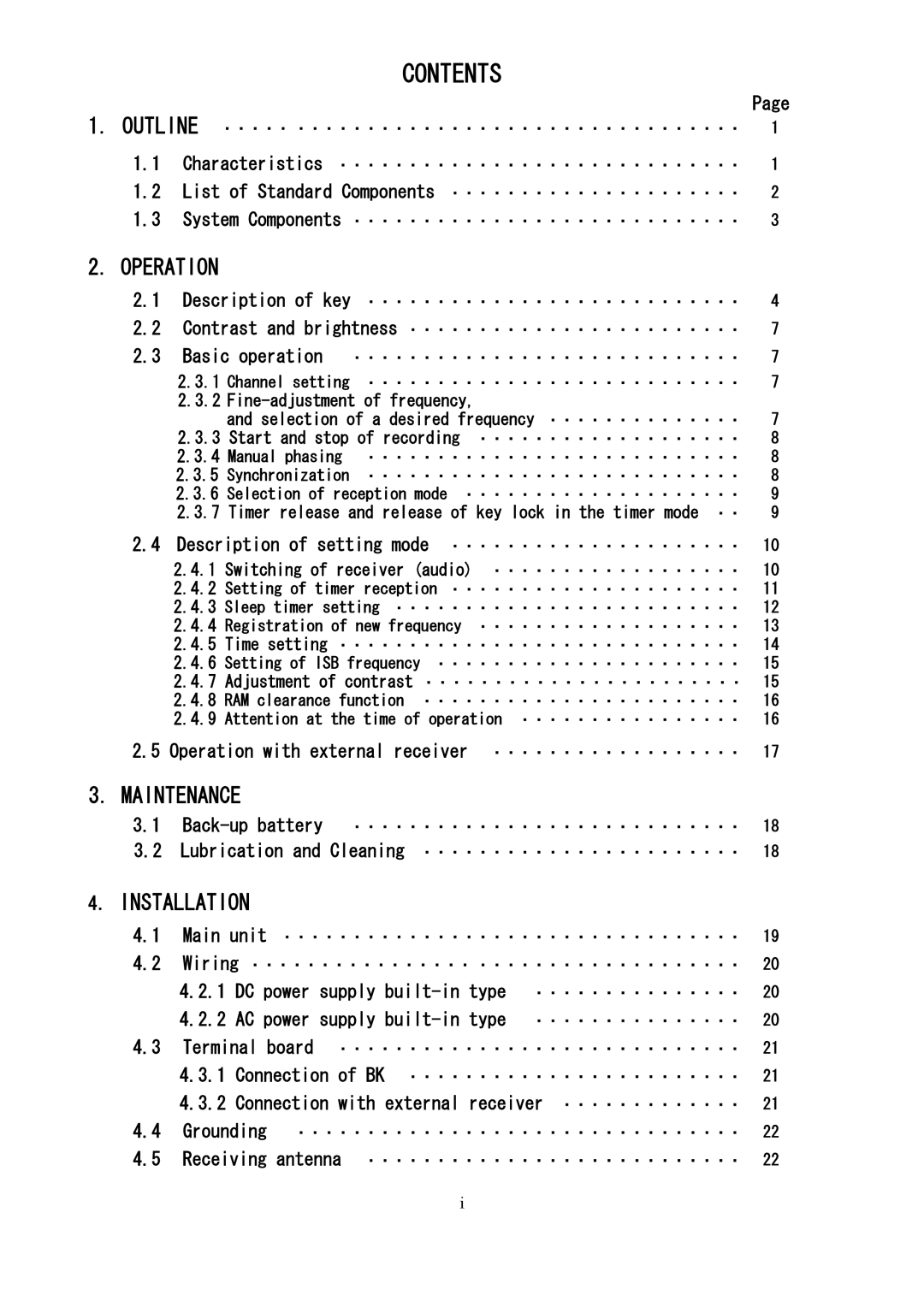 Furuno FAX-410 manual Contents 