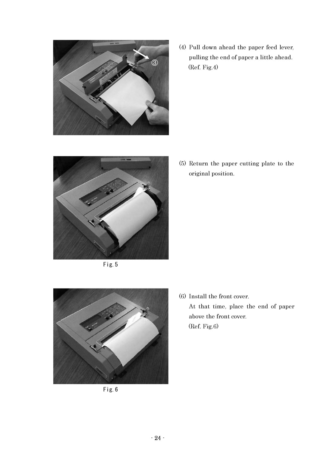 Furuno FAX-410 manual Return the paper cutting plate to the original position, Install the front cover 