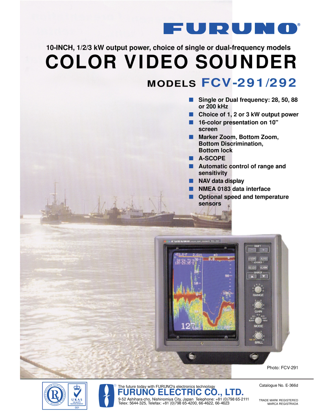 Furuno FCV-291/292 manual Color Video Sounder 