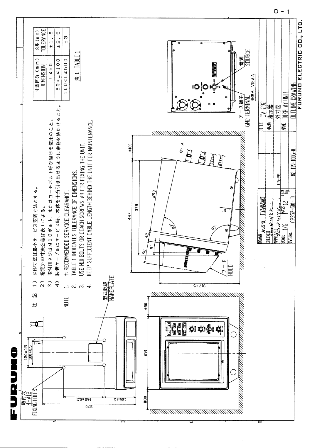 Furuno FCV-292 manual 