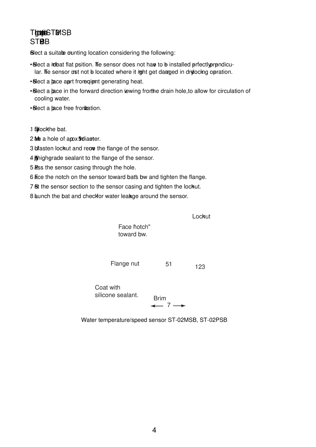 Furuno FCV-295 installation manual Water temperature/speed sensor ST-02MSB, ST-02PSB 