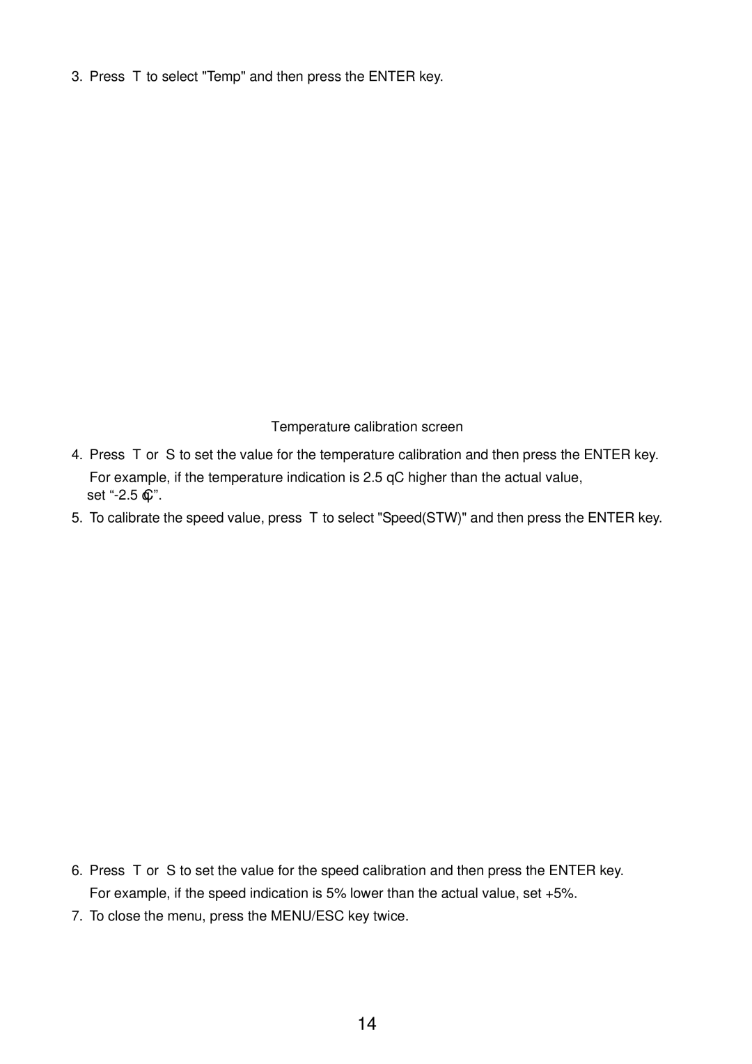 Furuno FCV-295 installation manual Temperature calibration screen 