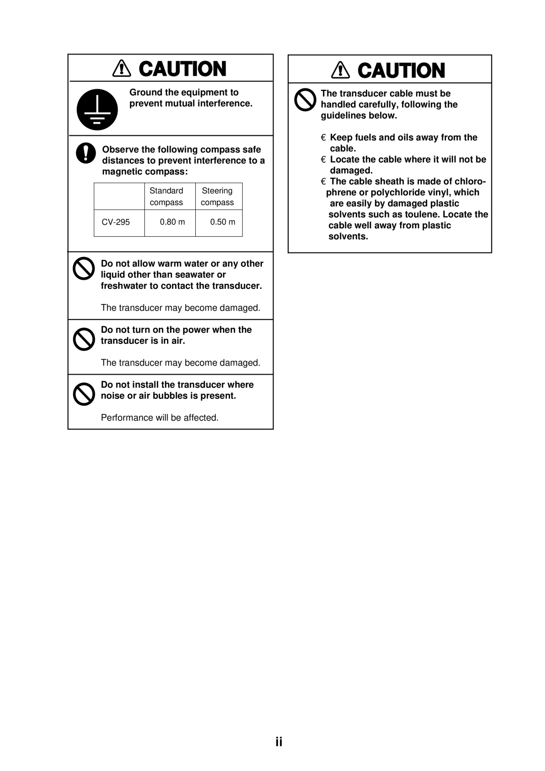 Furuno FCV-295 installation manual Do not turn on the power when the transducer is in air 