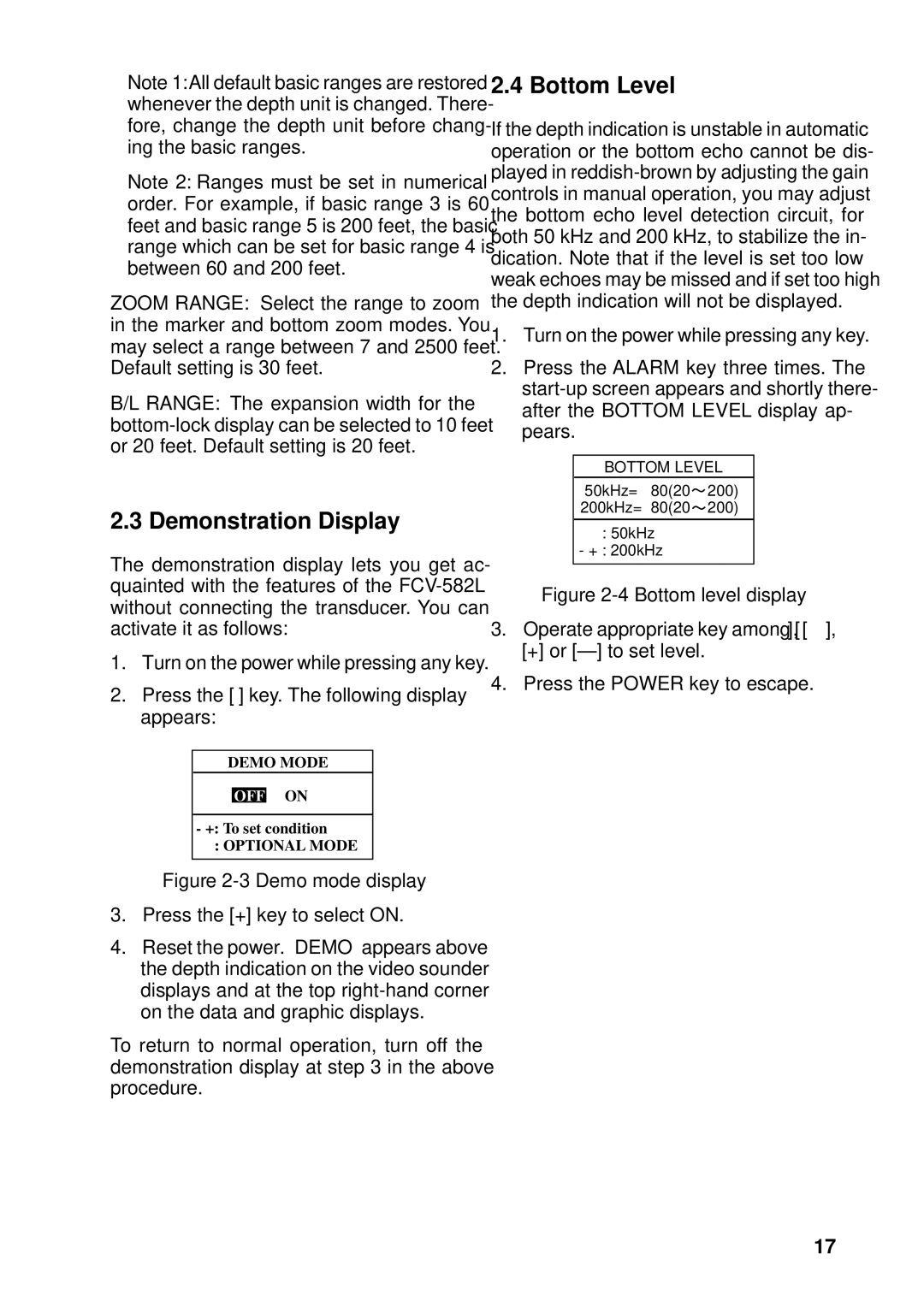 Furuno FCV-582L manual Demonstration Display, Bottom Level 