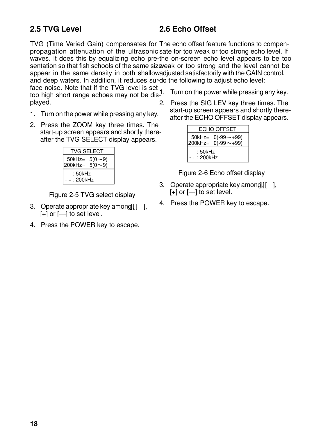 Furuno FCV-582L manual TVG Level, Echo Offset 