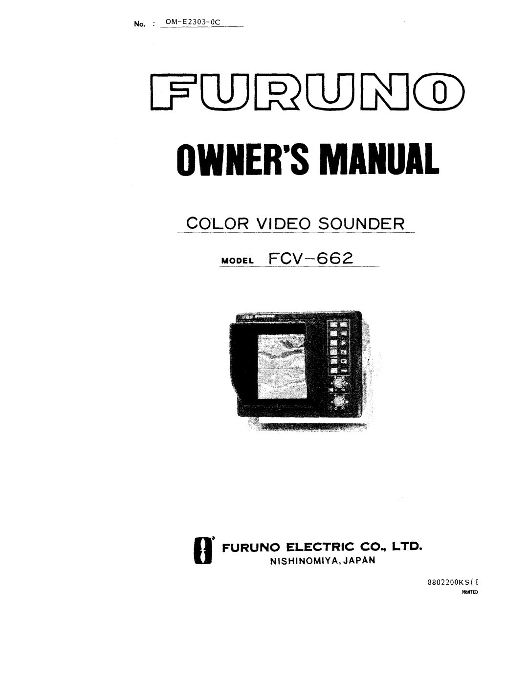 Furuno FCV-662 manual 