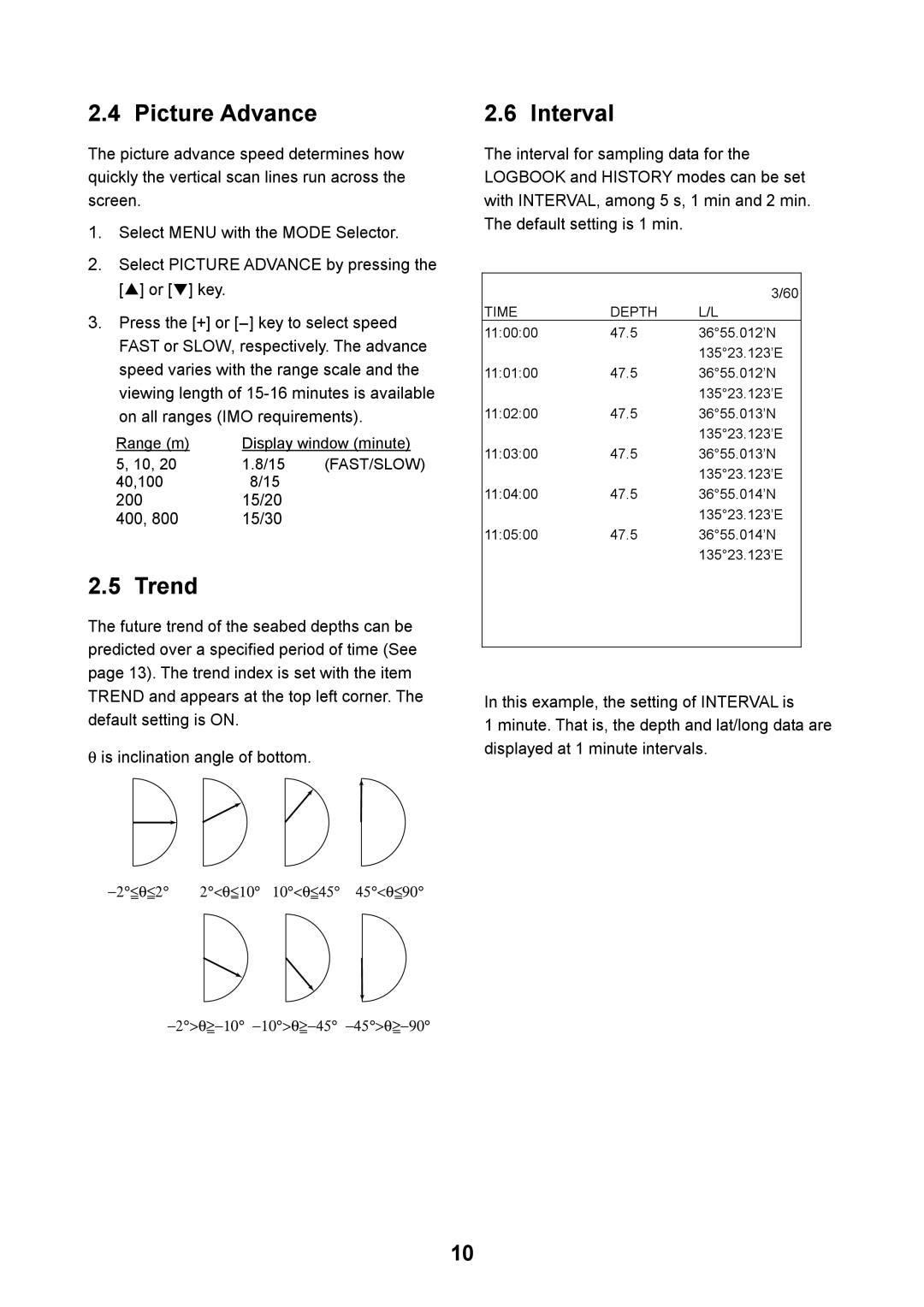 Furuno FE-700 manual Picture Advance, Trend, Interval 