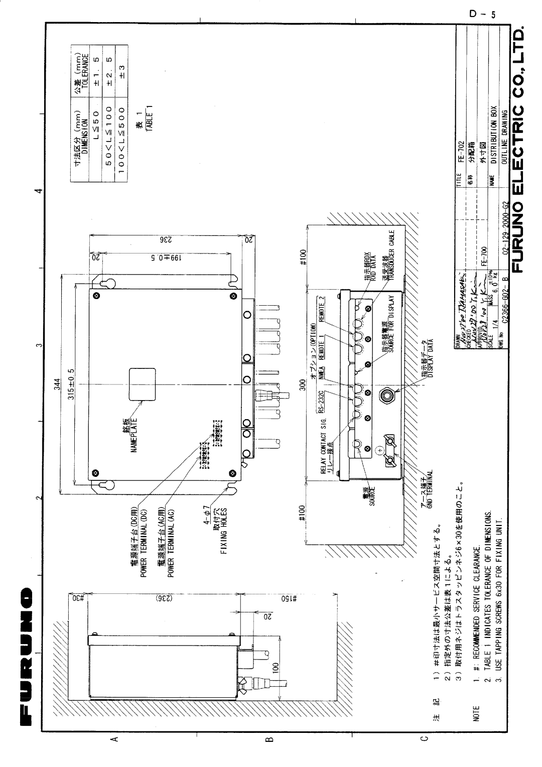 Furuno FE-700 installation manual 