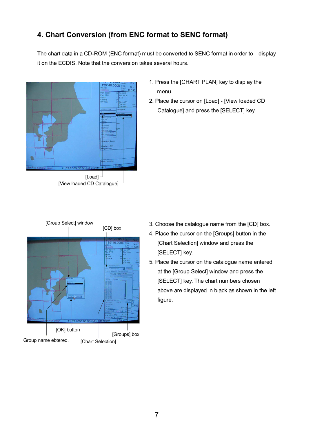 Furuno FEA-2100 manual Chart Conversion from ENC format to Senc format 