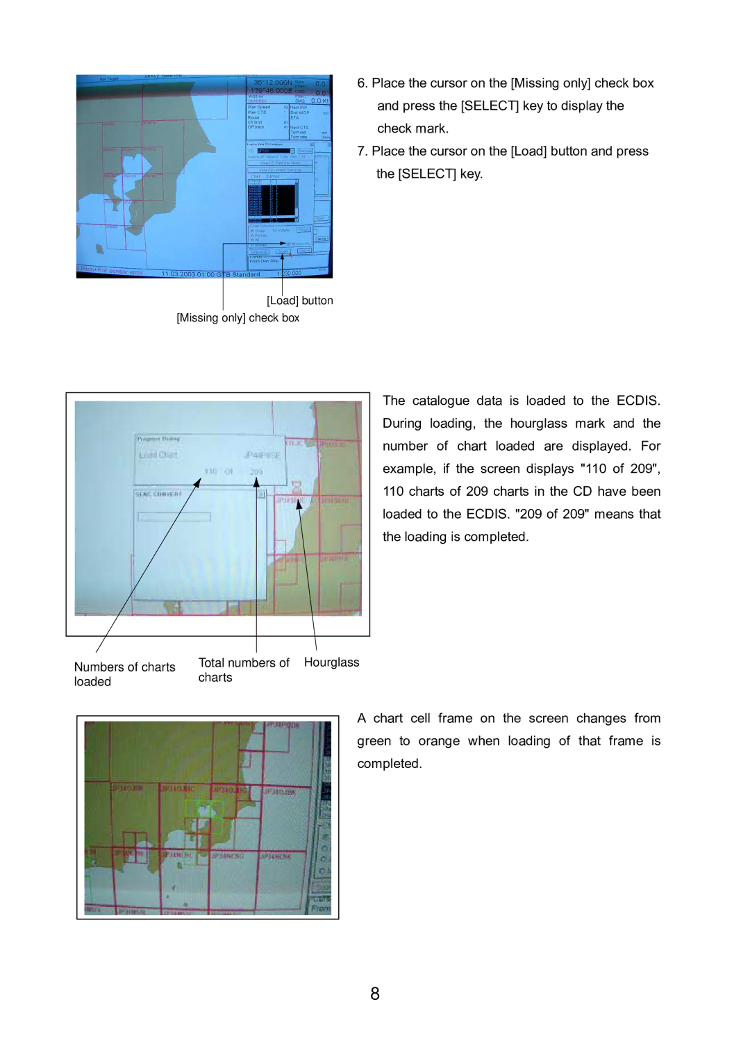 Furuno FEA-2100 manual Numbers of charts loaded Total numbers of Hourglass charts 