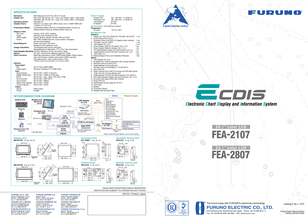 Furuno FEA-2107, FEA-2807 specifications Color LCD 