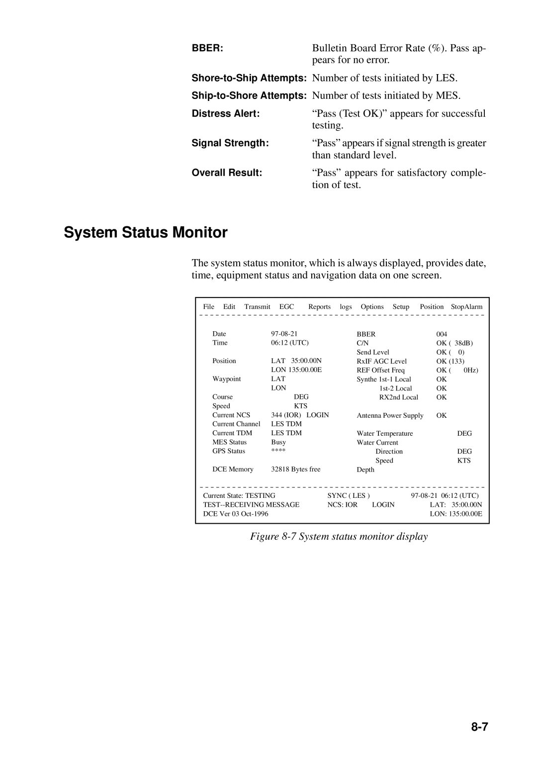 Furuno FELCOM 12 manual System Status Monitor 