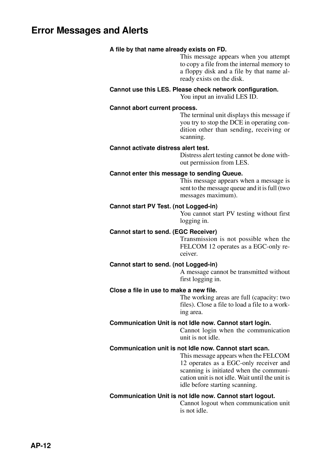 Furuno FELCOM 12 manual AP-12 