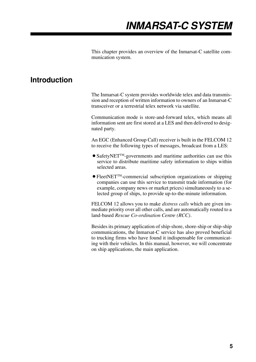 Furuno FELCOM 12 manual INMARSAT-C System 