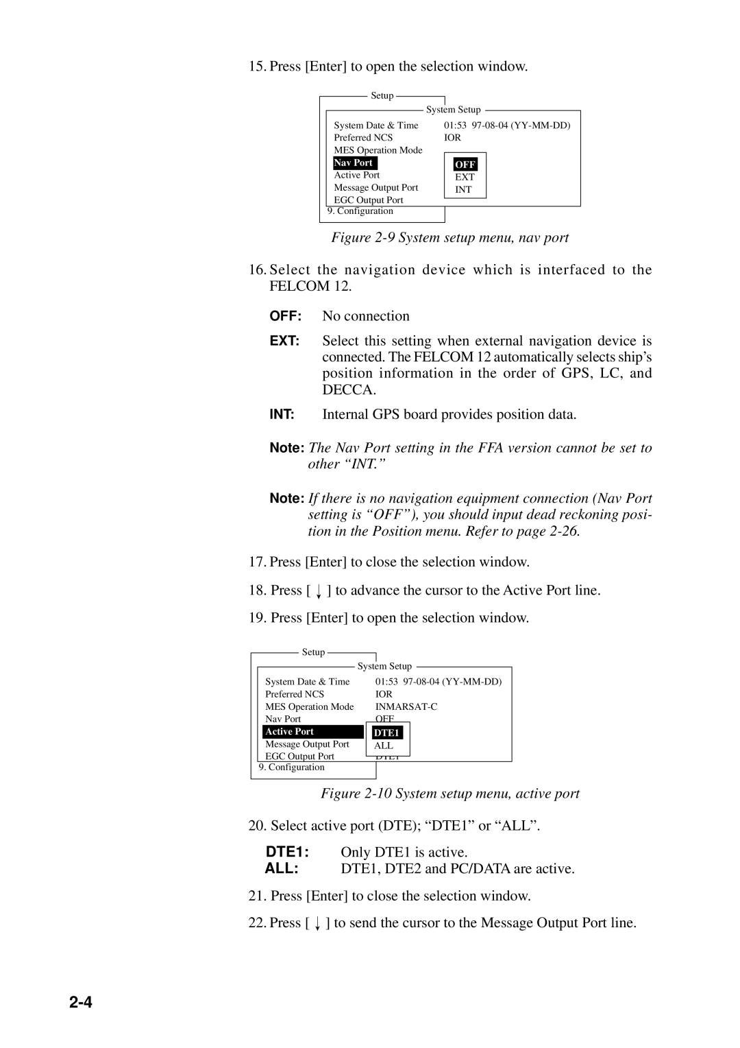 Furuno FELCOM 12 manual EXT DTE1, Int, DTE1 ALL 