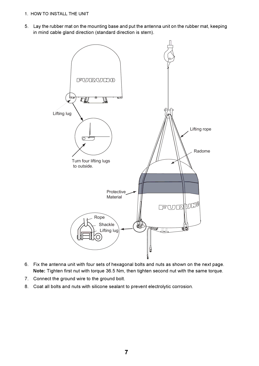 Furuno FELCOM 250, FELCOM 500 installation manual HOW to Install the Unit 