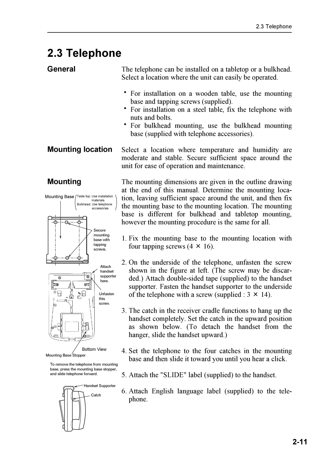 Furuno FELCOM 81A, FELCOM 81B manual General, Mounting 