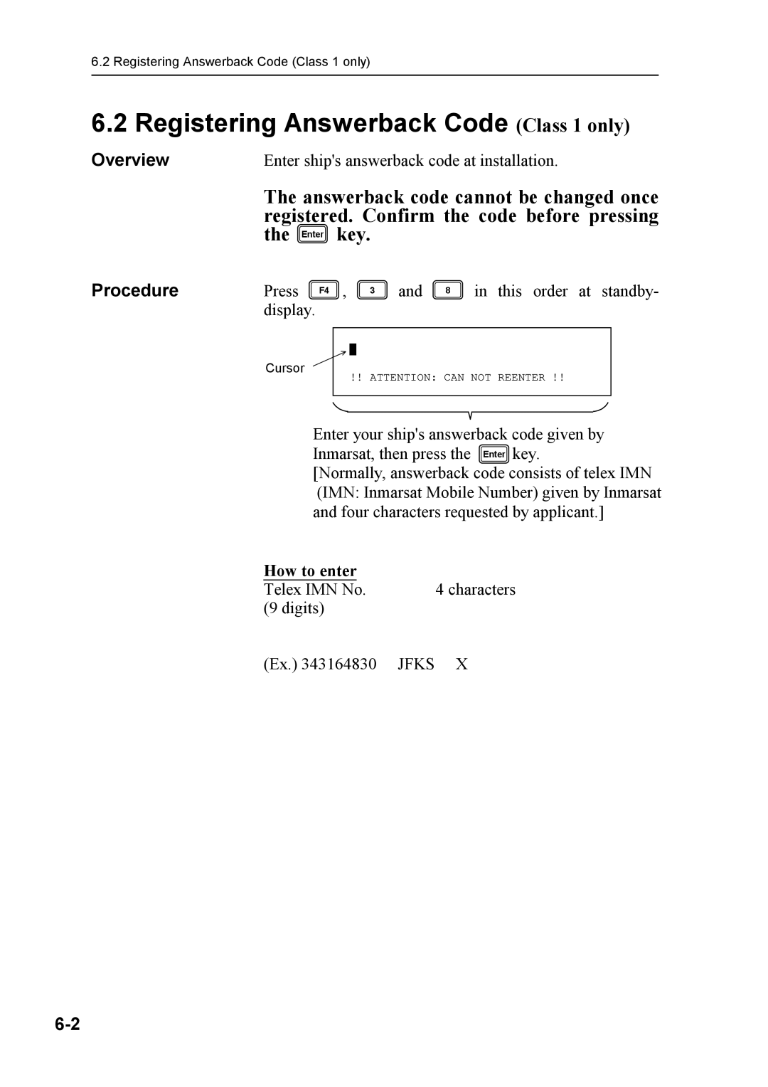 Furuno FELCOM 81B, FELCOM 81A manual Registering Answerback Code Class 1 only, Procedure Press 