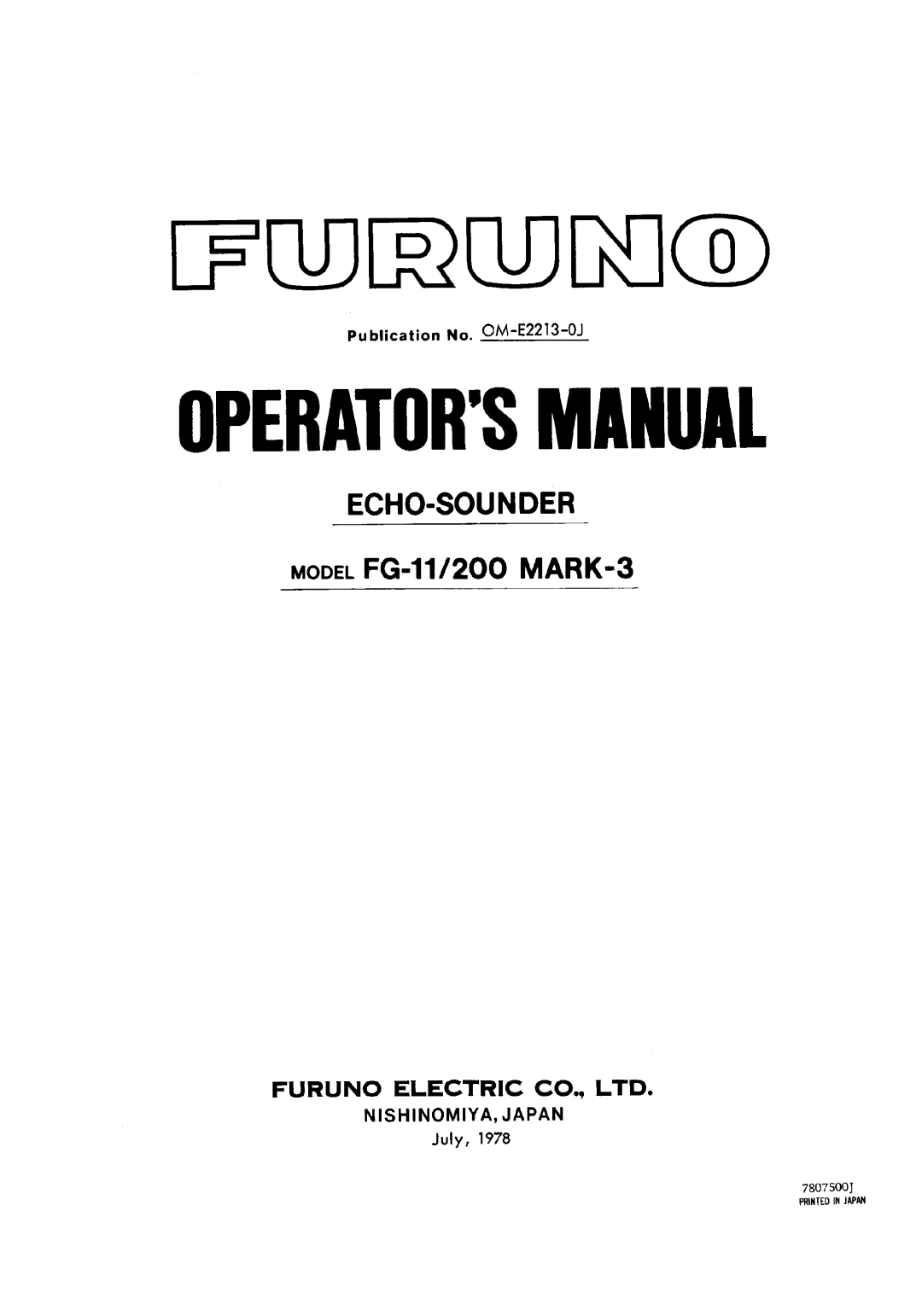 Furuno FG-11/200 MARK-3 manual 