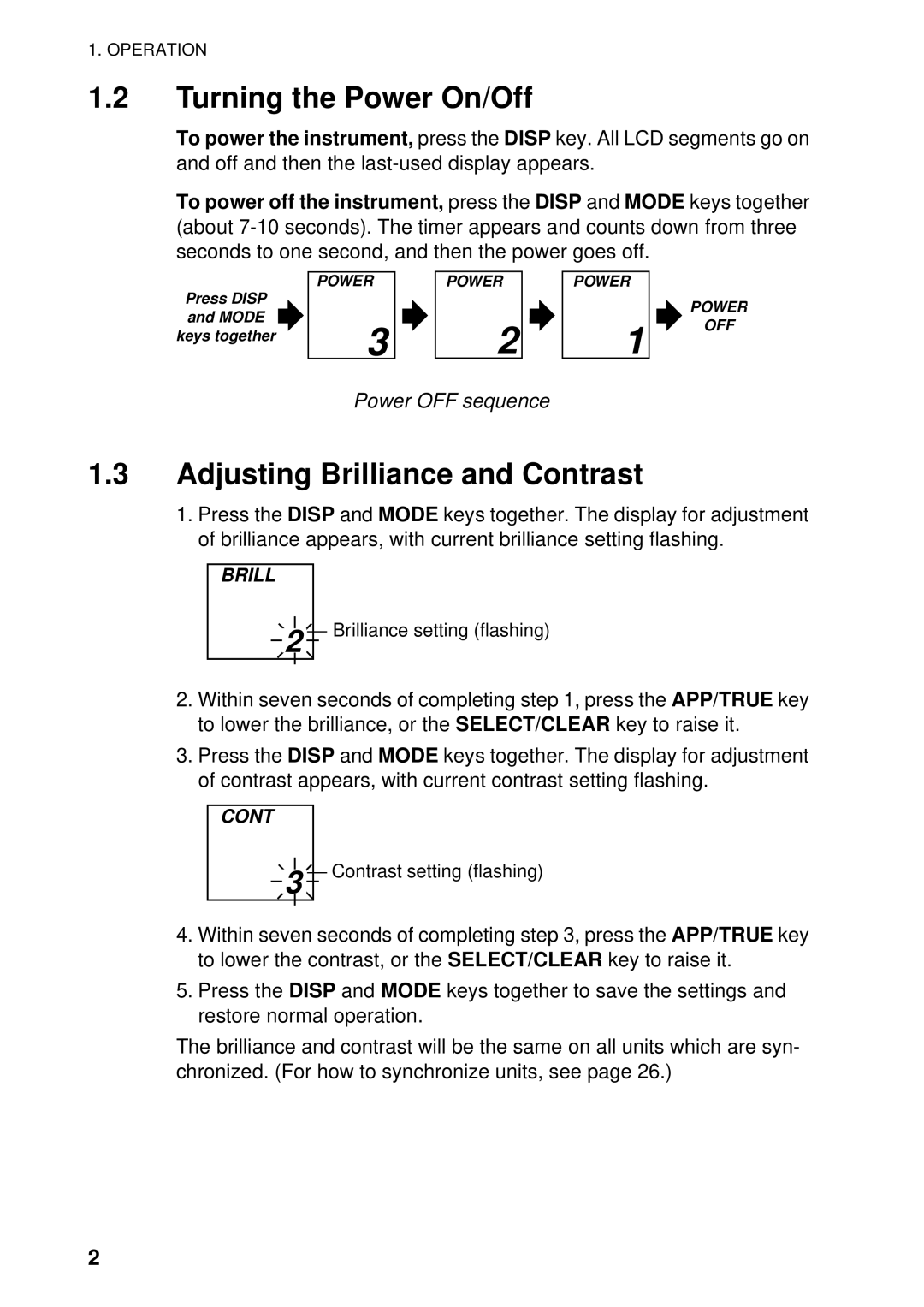 Furuno FI-504 manual Turning the Power On/Off, Adjusting Brilliance and Contrast 