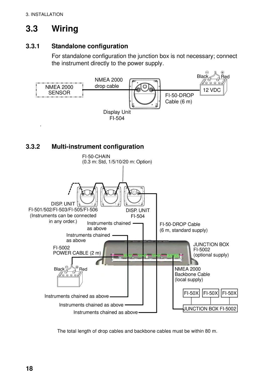 Furuno FI-504 manual Wiring, Multi-instrument configuration 