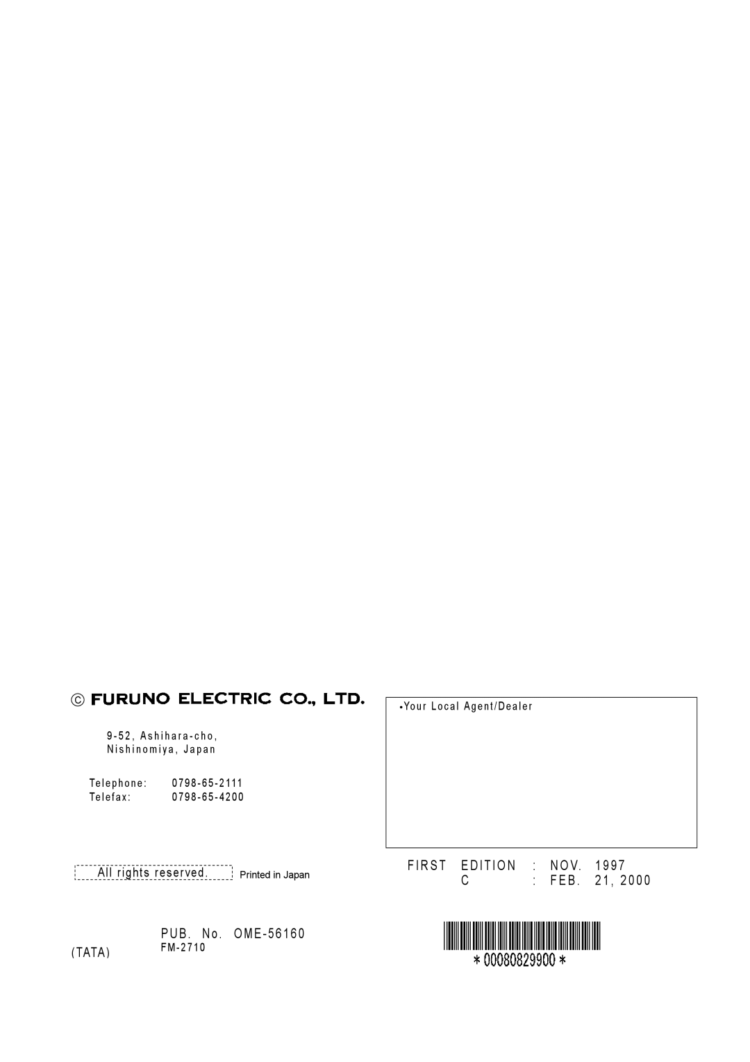 Furuno FM-2710 manual First Edition NOV 