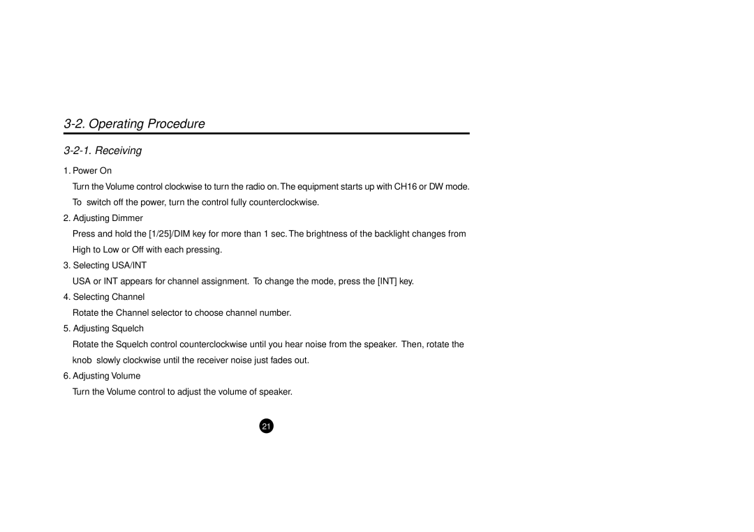 Furuno FM-2710 manual Operating Procedure, Receiving 