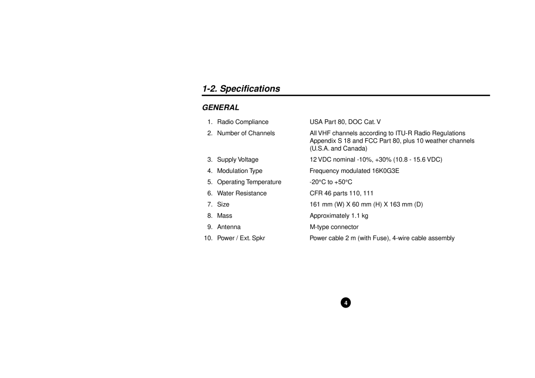 Furuno FM-2710 manual Specifications, General 