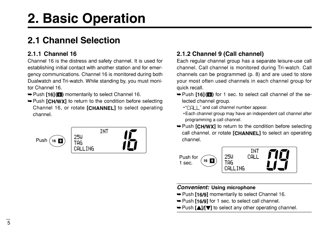 Furuno FM-3000 manual Basic Operation, Channel Selection, Channel 9 Call channel 