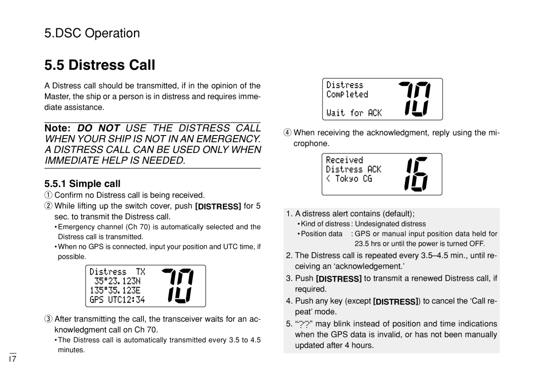 Furuno FM-3000 manual Distress Call, Simple call, Distress alert contains default 