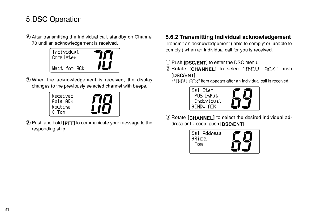 Furuno FM-3000 manual Transmitting Individual acknowledgement 