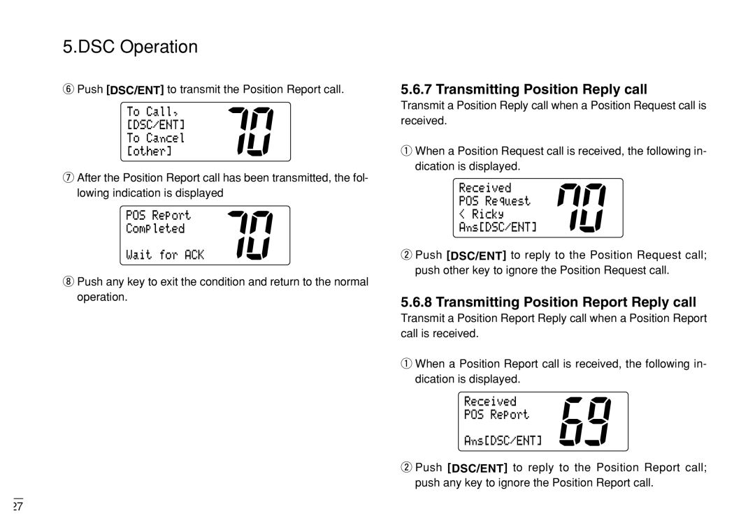 Furuno FM-3000 manual Transmitting Position Reply call, Transmitting Position Report Reply call 