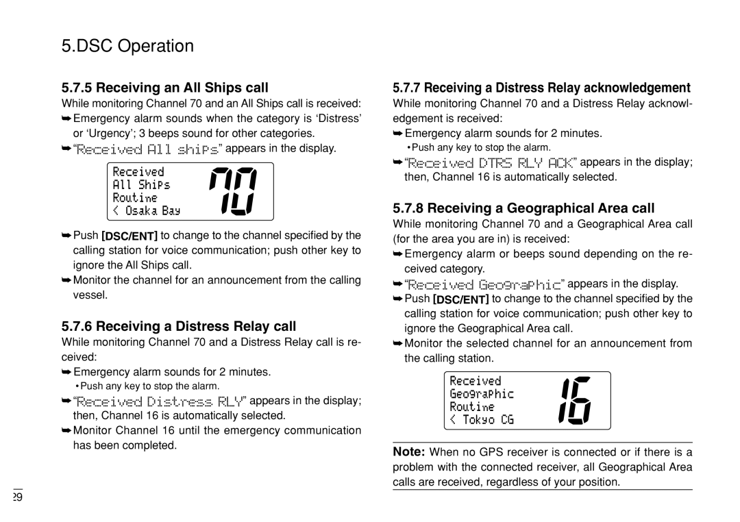 Furuno FM-3000 manual Receiving an All Ships call, Receiving a Distress Relay call, Receiving a Geographical Area call 