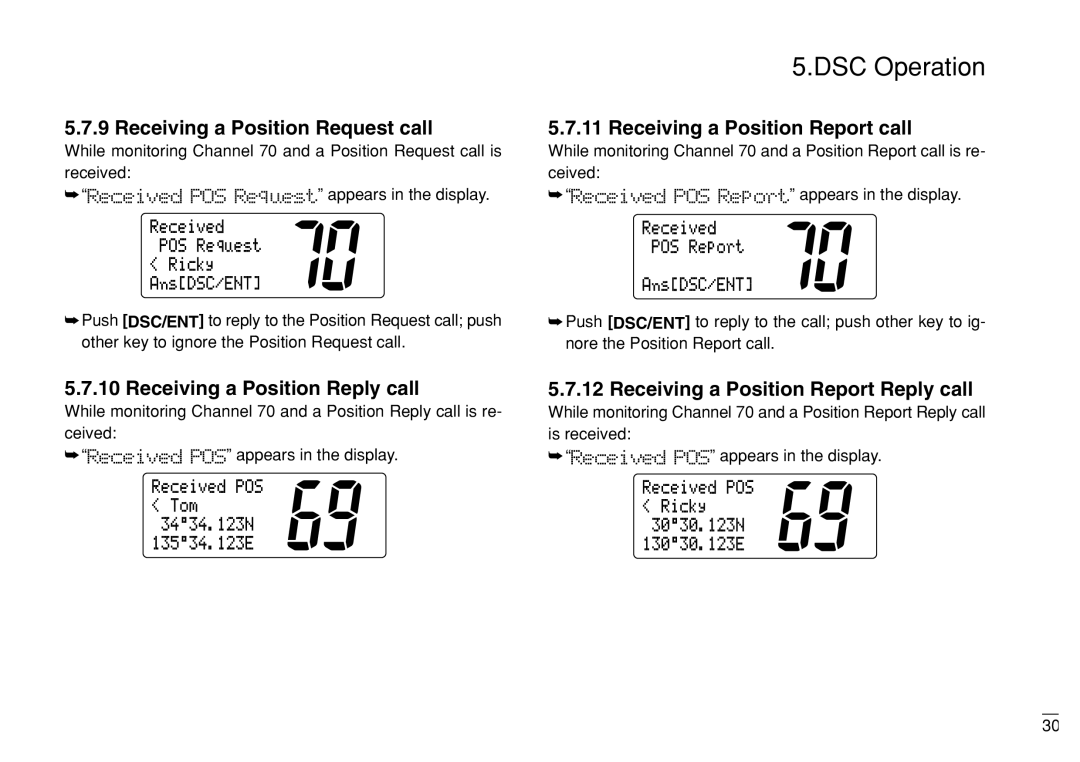 Furuno FM-3000 manual Receiving a Position Request call, Receiving a Position Report call, Receiving a Position Reply call 