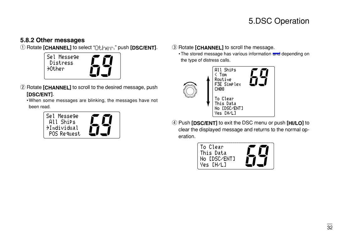 Furuno FM-3000 manual Other messages, Rotate Channel to select Other, push DSC/ENT 