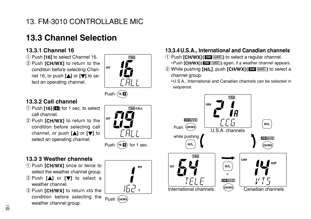 Furuno FM-3000 manual Call channel, 13.3 3 Weather channels, Channel group, A. channels 