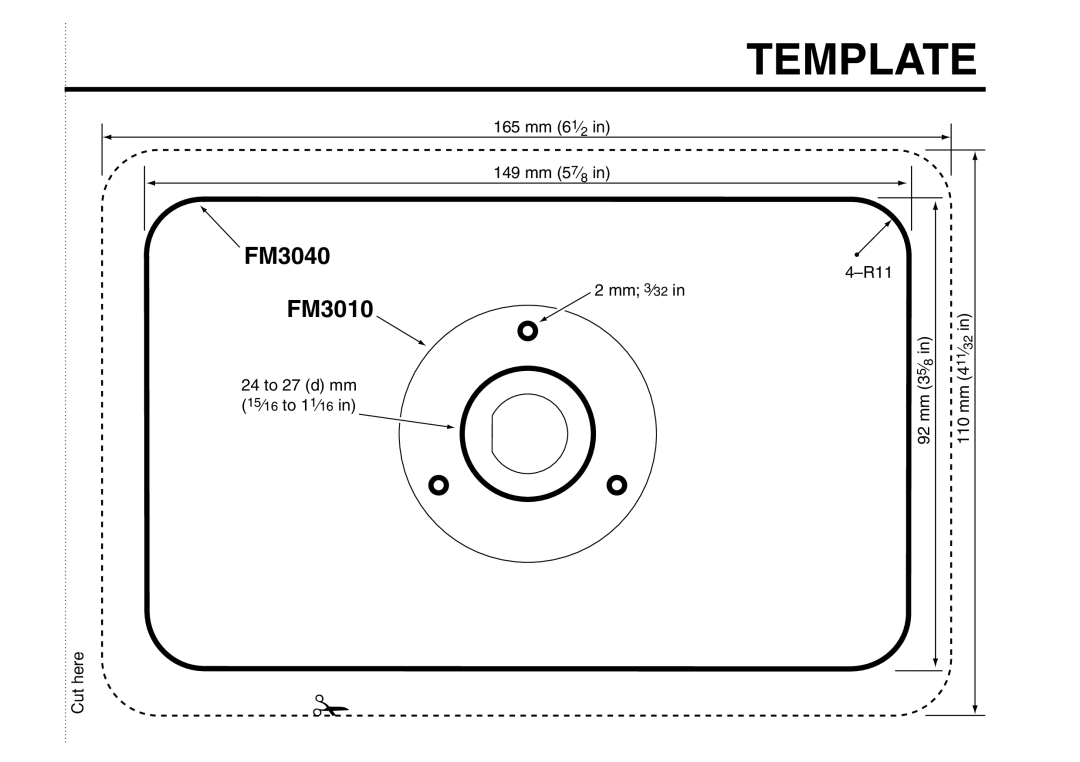 Furuno FM-3000 manual 165 mm 61⁄2 149 mm 57⁄8, R11 Mm 3⁄32 