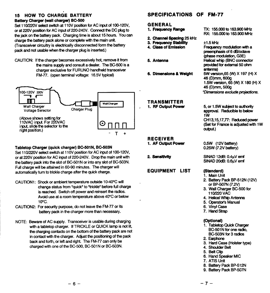 Furuno FM-77 manual 