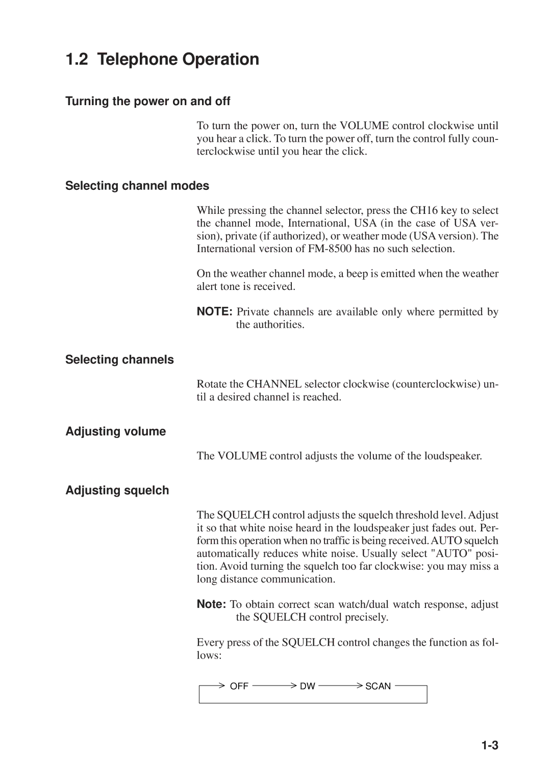 Furuno FM-8500 manual Telephone Operation 