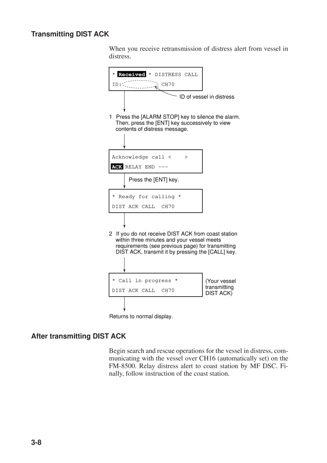 Furuno FM-8500 manual Transmitting Dist ACK, After transmitting Dist ACK 