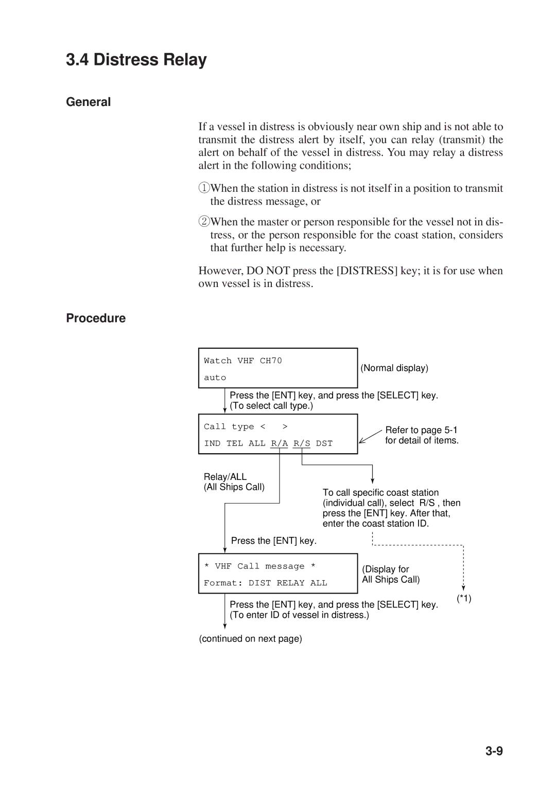 Furuno FM-8500 manual Distress Relay, General, Procedure 