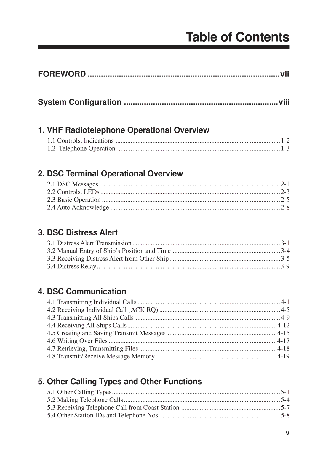 Furuno FM-8500 manual Table of Contents 