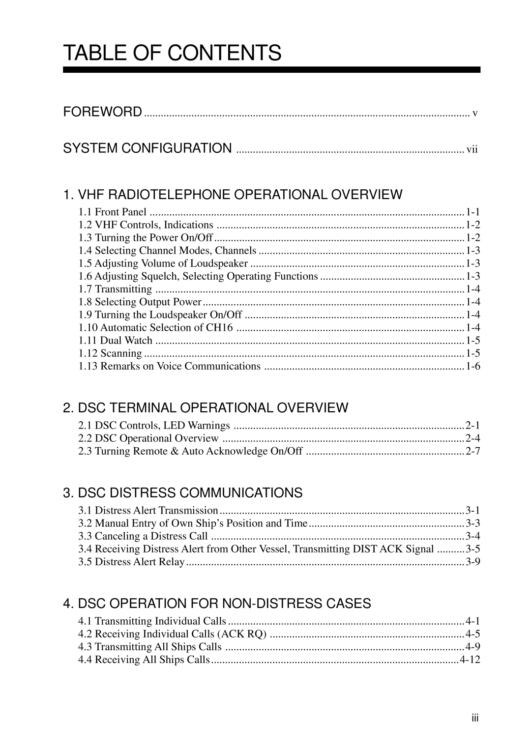 Furuno FM-8700 manual Table of Contents 