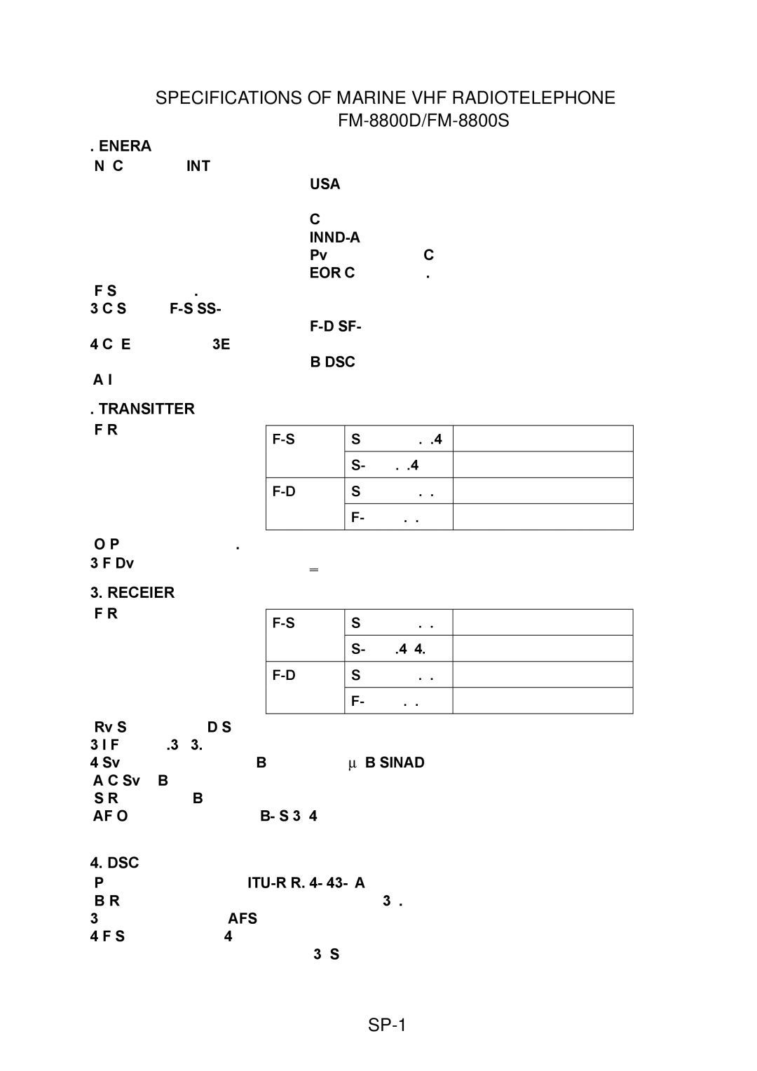 Furuno FM-8800D manual SP-1, Memory CH, Afsk 