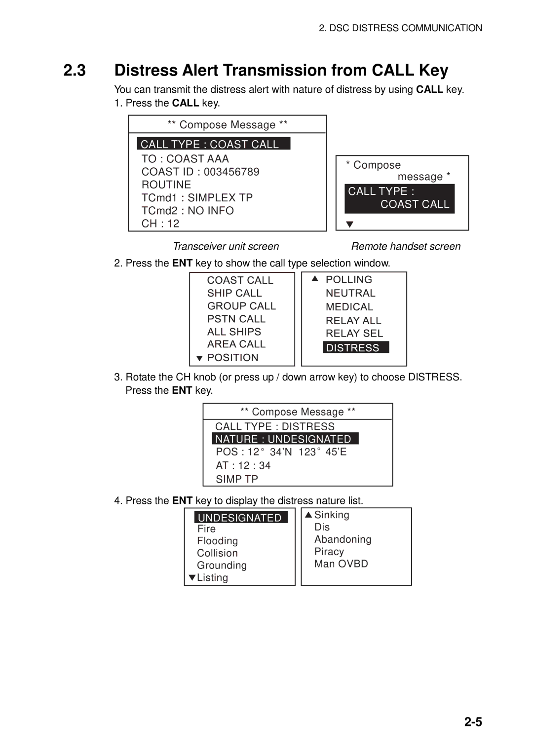 Furuno FM-8800D manual Distress Alert Transmission from Call Key, Call Type Coast Call, To Coast AAA, Routine 