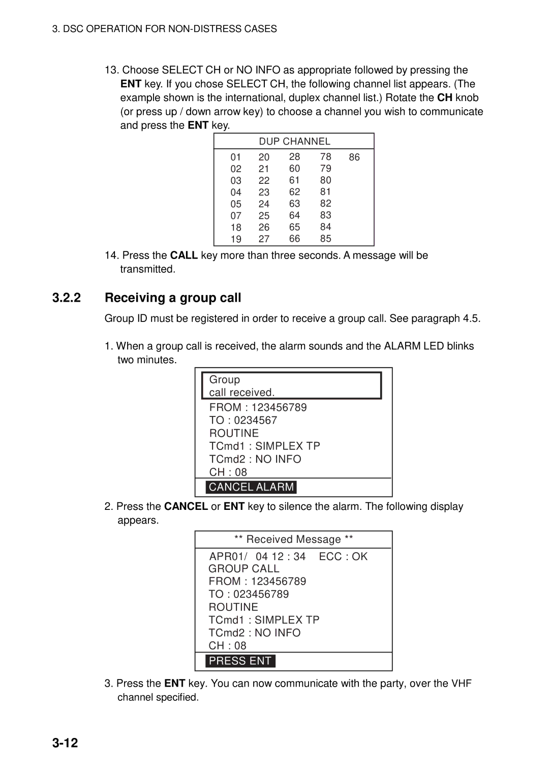 Furuno FM-8800D manual Receiving a group call, Press ENT 