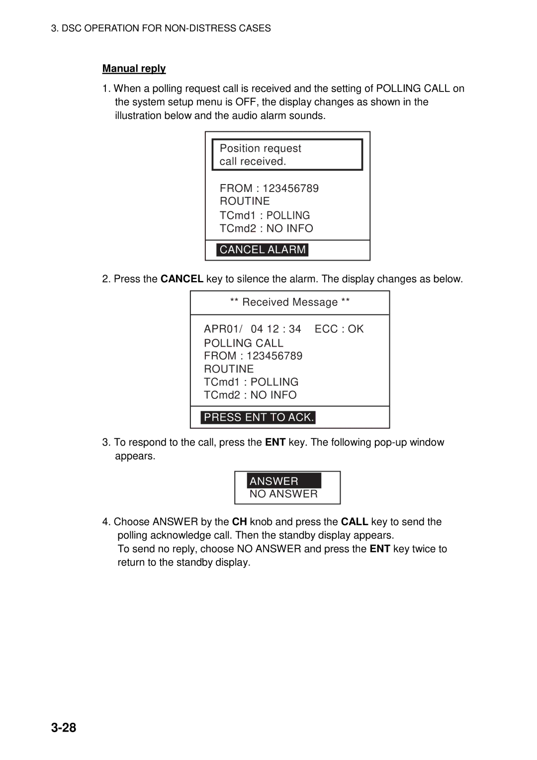 Furuno FM-8800D manual Polling Call, Manual reply 