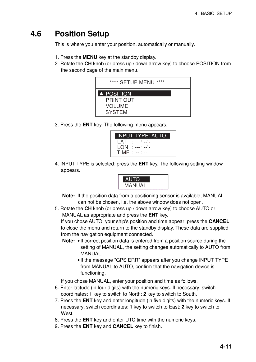 Furuno FM-8800D manual Position Setup, Print OUT Volume System, Manual 